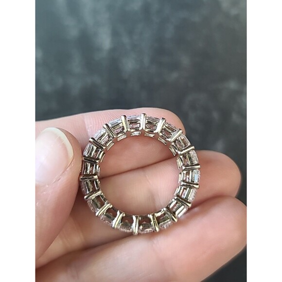 925 Sterling Silver Cubic Zirconia Eternity Band Ring, Size US 8.25, Vintage - Picture 8 of 10